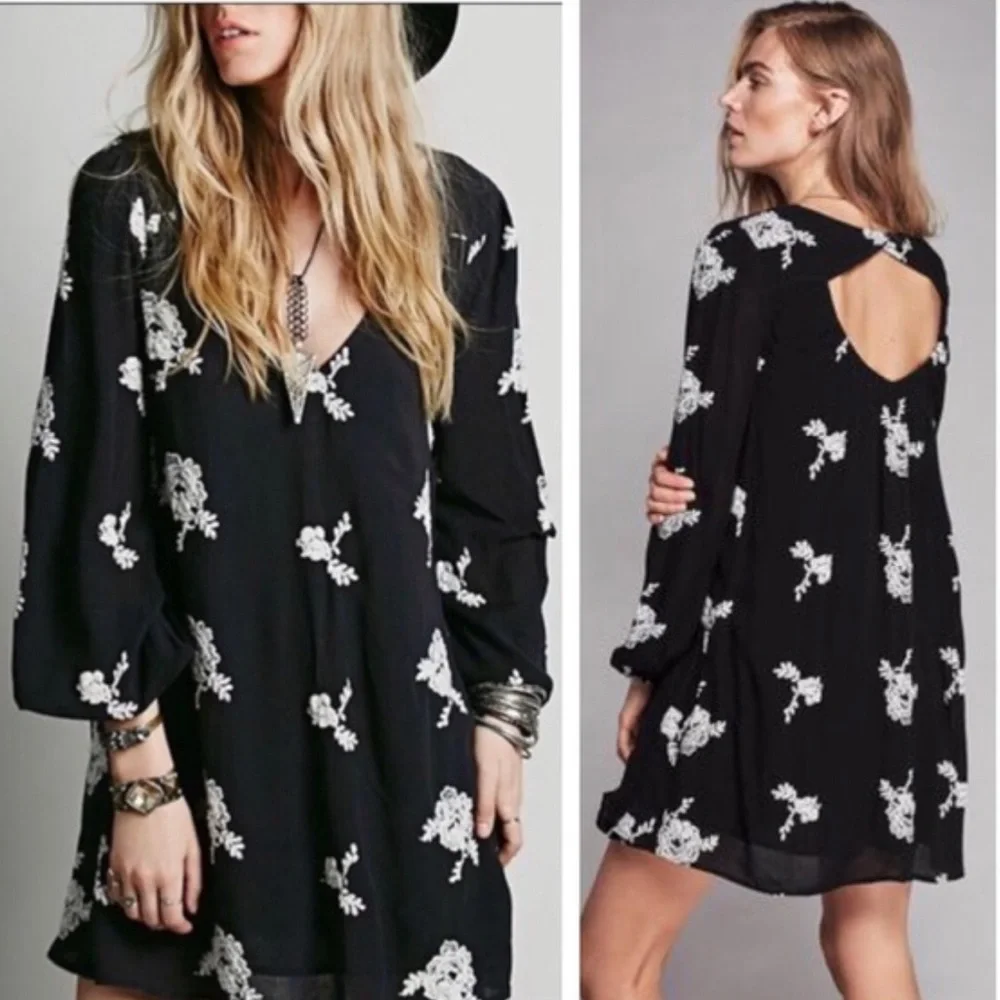 Free People Emma Austin Embroidered Swing Dress